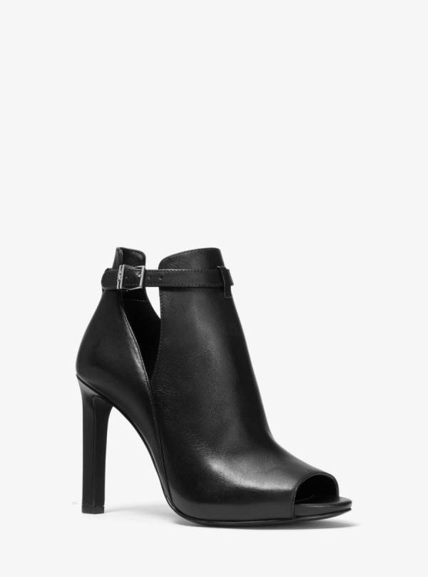 Damske Clenkove Cizmy Michael Kors Lawson Leather Open-Toe Čierne - Topanky Michael Kors Levně | WLXCU-5428